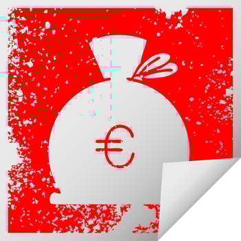 distressed square peeling sticker symbol bag of money vector