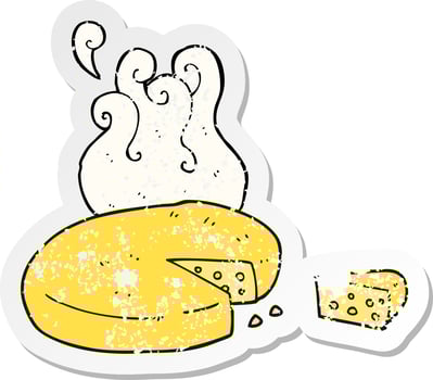 retro distressed sticker of a cartoon cheese vector