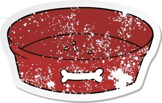 distressed sticker of a cartoon empty dog food bowl vector