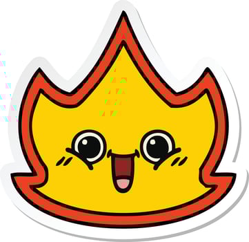 sticker of a cute cartoon fire vector