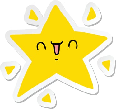 sticker of a cartoon happy star vector