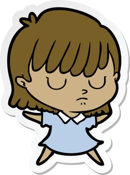 sticker of a cartoon woman vector