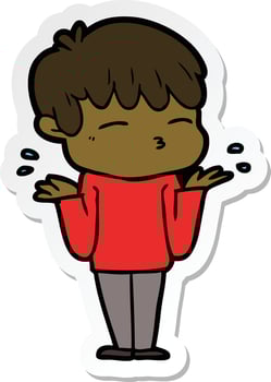sticker of a cartoon curious boy vector