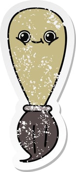 distressed sticker of a cute cartoon paint brush vector