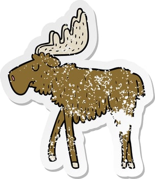 distressed sticker of a cartoon moose vector