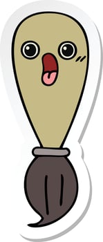 sticker of a cute cartoon paint brush vector