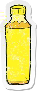 retro distressed sticker of a cartoon juice bottle vector