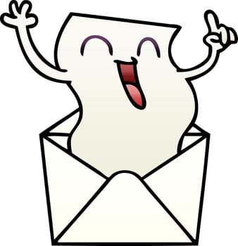 quirky gradient shaded cartoon happy letter vector