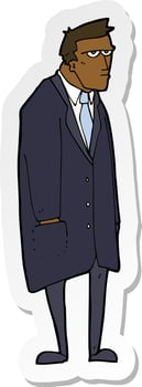 sticker of a cartoon bad tempered man vector