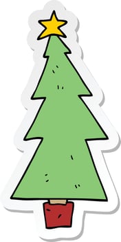 sticker of a cartoon christmas tree vector