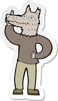 sticker of a cartoon werewolf with idea vector
