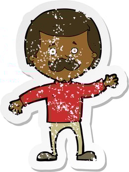 retro distressed sticker of a cartoon dad waving vector