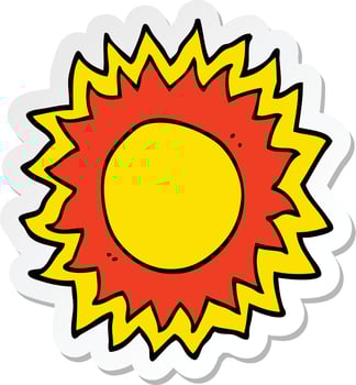sticker of a cartoon sun vector