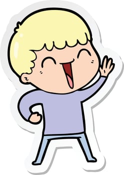sticker of a cartoon happy man vector