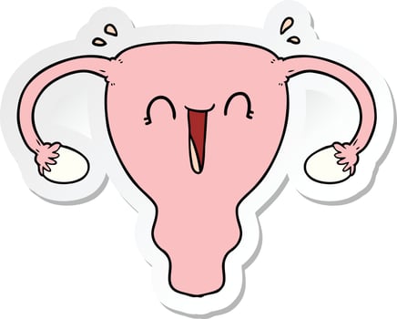 sticker of a cartoon happy uterus vector
