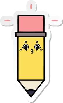 sticker of a cute cartoon pencil vector