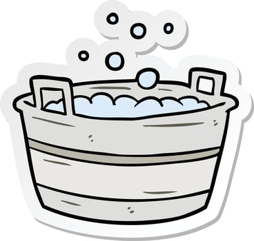 sticker of a cartoon old tin bath vector