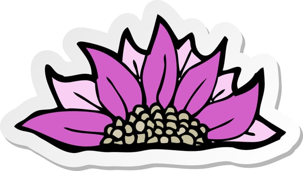 sticker of a cartoon flower vector