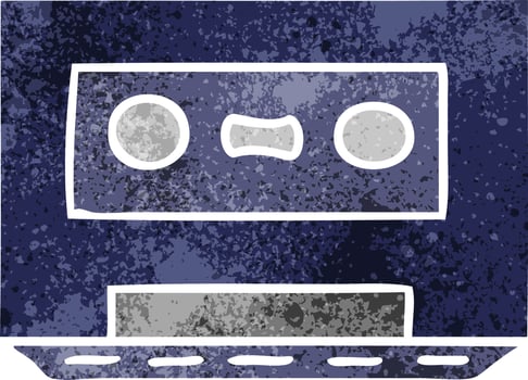 retro cartoon doodle of a retro cassette tape vector