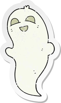 retro distressed sticker of a cartoon halloween ghost vector