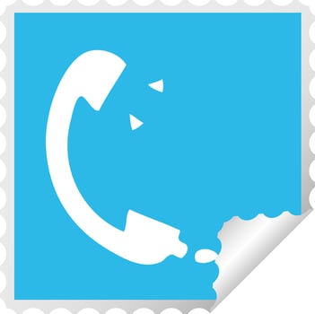 square peeling sticker cartoon telephone receiver vector