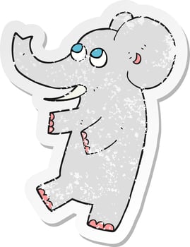 retro distressed sticker of a cartoon cute elephant vector