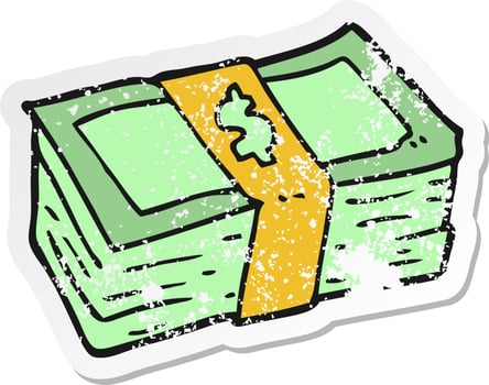 distressed sticker of a cartoon cash vector