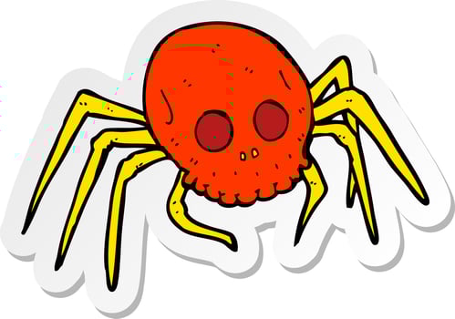sticker of a cartoon spooky halloween skull spider vector