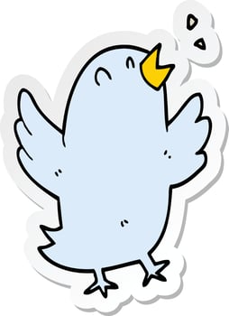 sticker of a cartoon bird singing vector