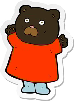 sticker of a funny cartoon black bear vector