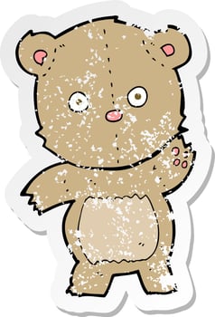 retro distressed sticker of a cartoon teddy bear vector