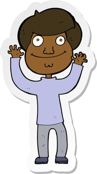 sticker of a cartoon happy boy vector