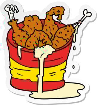 sticker cartoon doodle bucket of fried chicken vector