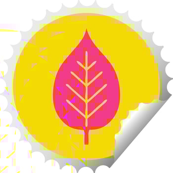 circular peeling sticker cartoon green leaf vector