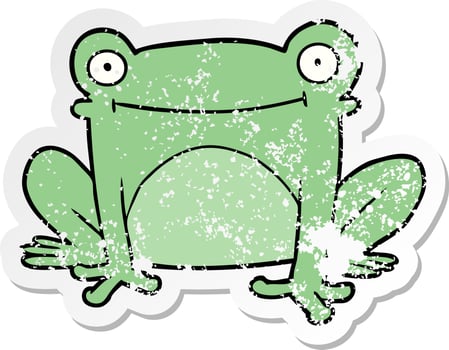 distressed sticker of a cartoon frog vector