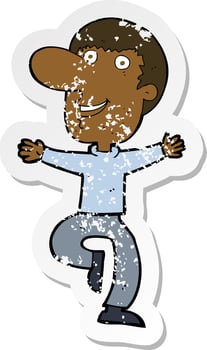retro distressed sticker of a cartoon happy man vector