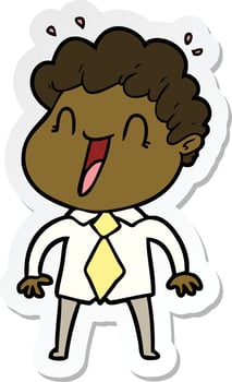sticker of a cartoon happy man vector