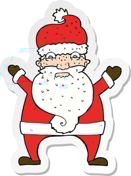 sticker of a cartoon stressed out santa vector