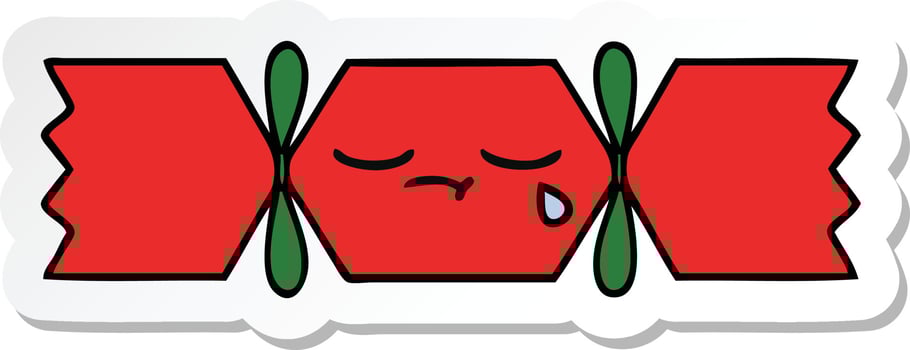 sticker of a cute cartoon christmas cracker vector
