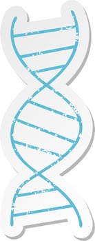 distressed sticker of a cute cartoon DNA strand vector