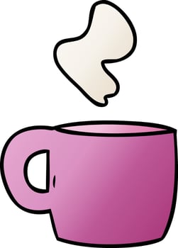 gradient cartoon doodle of a steaming hot drink vector