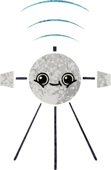 retro illustration style cartoon satellite vector