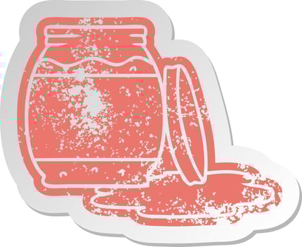 distressed old sticker of a strawberry jam vector