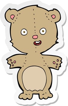 sticker of a cartoon teddy bear vector