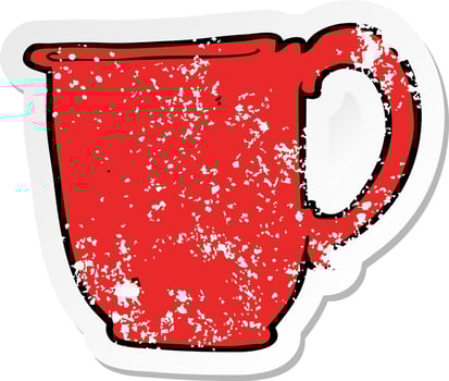 retro distressed sticker of a cartoon mug vector