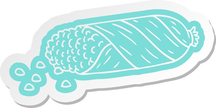 cartoon sticker of fresh corn on the cob vector
