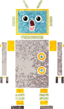 retro illustration style cartoon robot vector