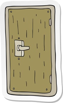 sticker of a cartoon door vector