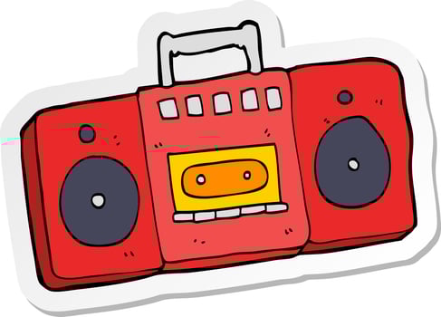 sticker of a cartoon radio cassette player vector