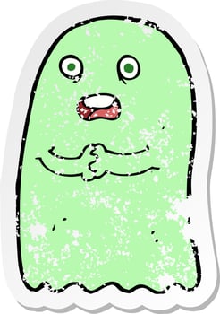 retro distressed sticker of a funny cartoon ghost vector